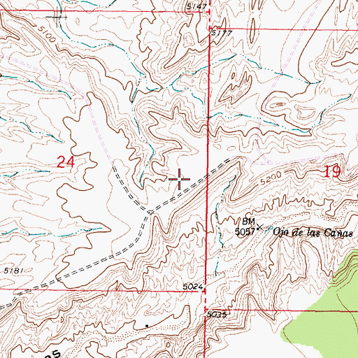 Topographic Map of Ojo de las Caas, NM