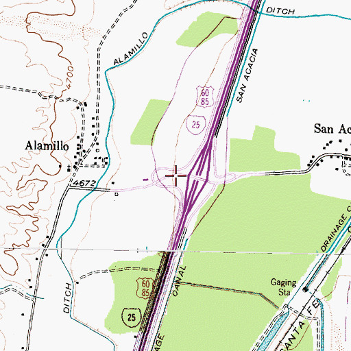 Topographic Map of San Acacia-Polvadera Interchange, NM