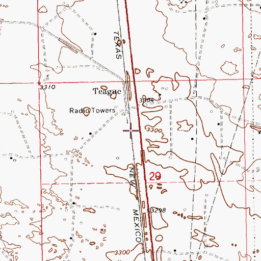 Topographic Map of Teague, NM