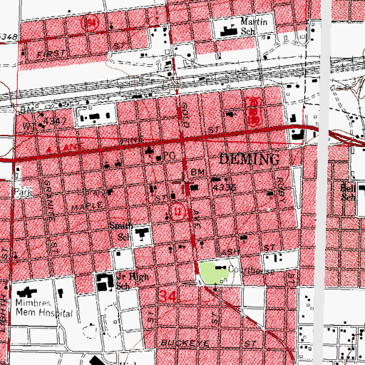Topographic Map of Deming Fire Department, NM