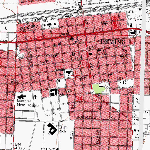 Topographic Map of Deming Hospital (historical), NM