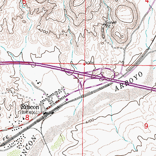 Topographic Map of 35-Rincon Interchange, NM