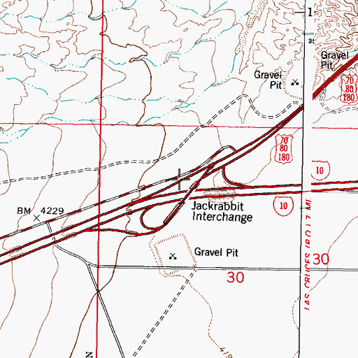Topographic Map of 135-US 70 Jack Rabbit Interchange, NM