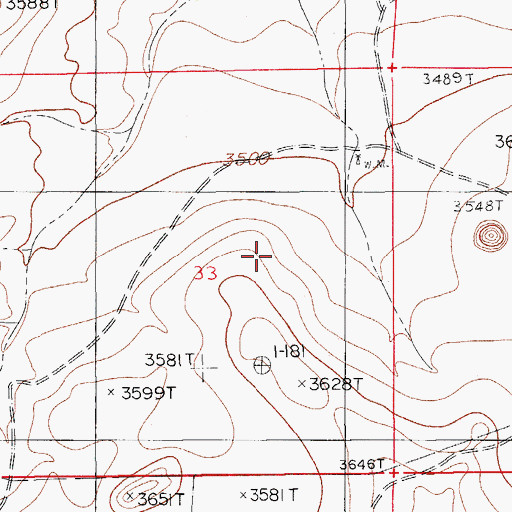 Topographic Map of Round Mountain, NM