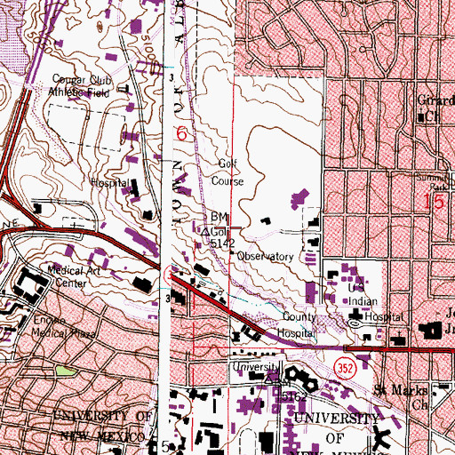 Topographic Map of UNM Childrens Psychiatric Hospital Mimbres School Library, NM