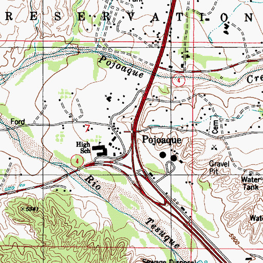 Topographic Map of Pojoaque Pueblo Community Library, NM