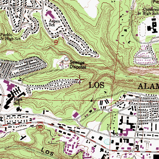 Topographic Map of Los Alamos Branch-UNM Learning Resource Center Library, NM