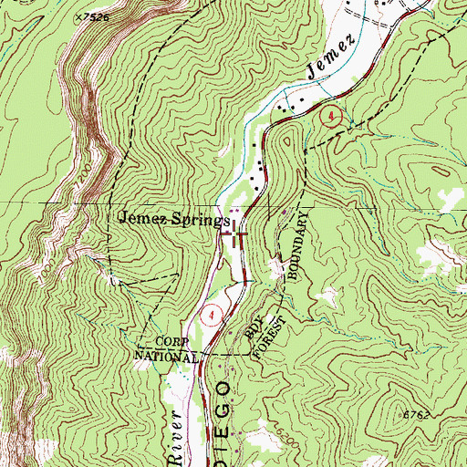 Topographic Map of Jemez Springs Community Library, NM