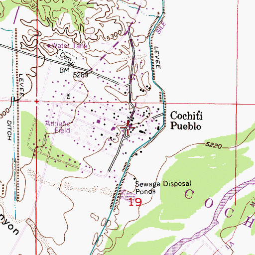 Topographic Map of Pueblo de Cochiti Community Library, NM