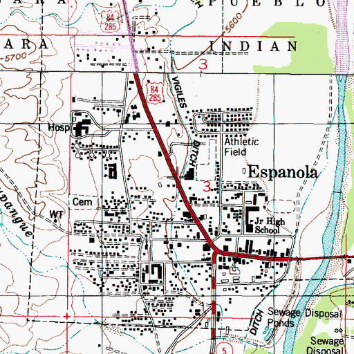 Topographic Map of Espaola Public Library, NM