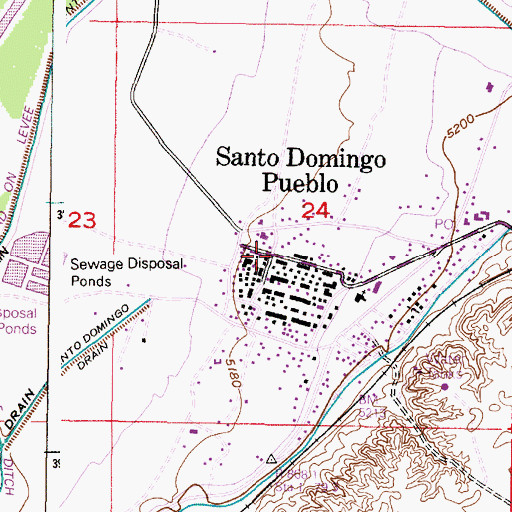 Topographic Map of Santo Domingo Community Library, NM