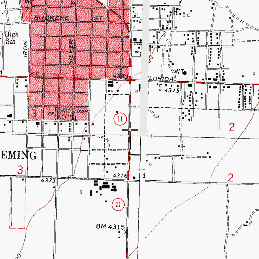 Topographic Map of Wiese, NM