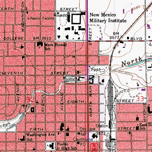 Topographic Map of Roswell Museum and Art Center, NM