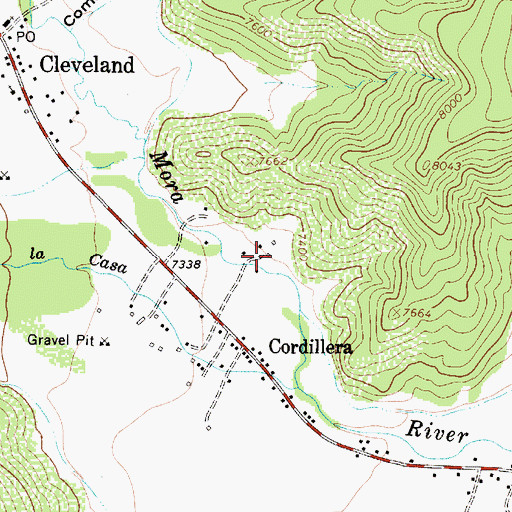 Topographic Map of Cleveland Roller Mill Museum, NM