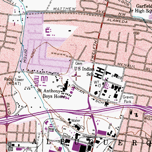 Topographic Map of Indian Pueblo Cultural Center, NM
