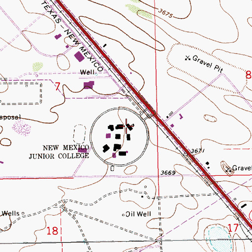 Topographic Map of Lea County Cowboy Hall of Fame and Western Heritage Center, NM
