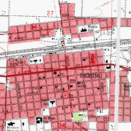 Topographic Map of Deming City Hall, NM