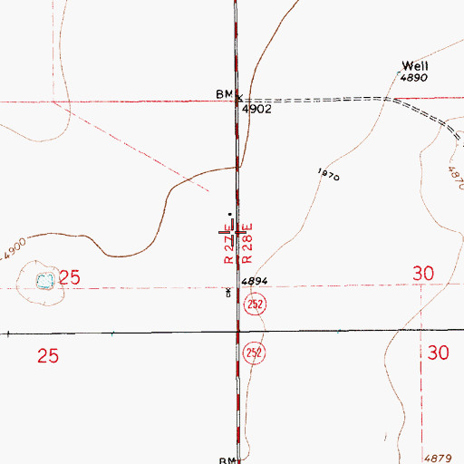 Topographic Map of Bomar, NM
