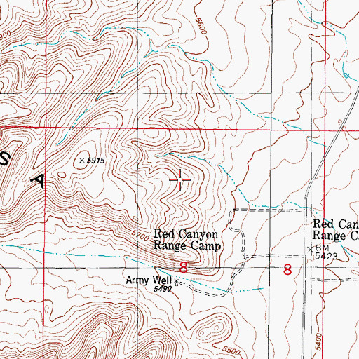 Topographic Map of Red Canyon Range Camp, NM
