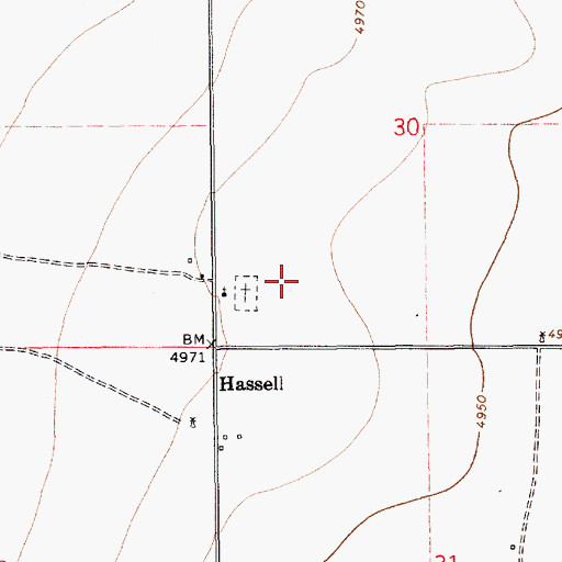 Topographic Map of Hassell Cemetery, NM