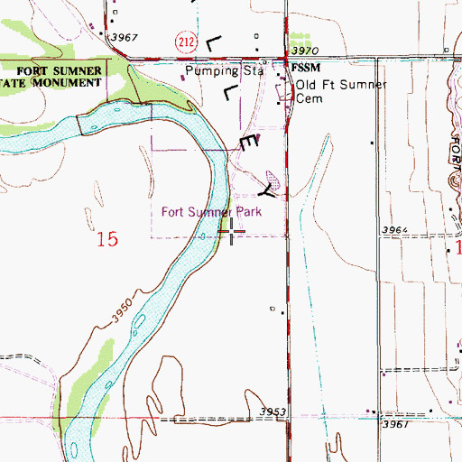 Topographic Map of Fort Sumner State Monument, NM