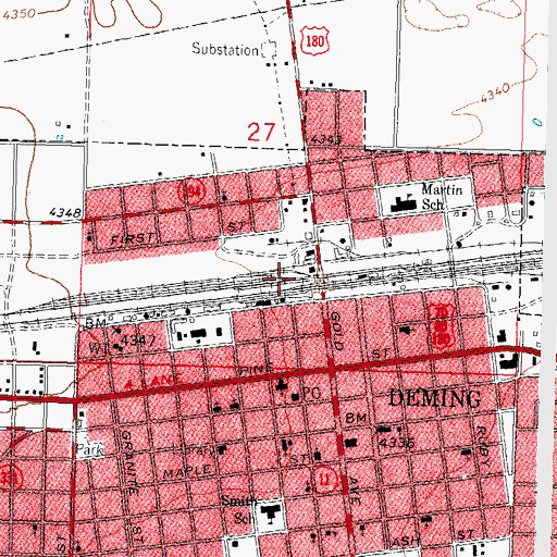 Topographic Map of Atchinson Topeka and Santa Fe RR/SP RR Freight Depot, NM