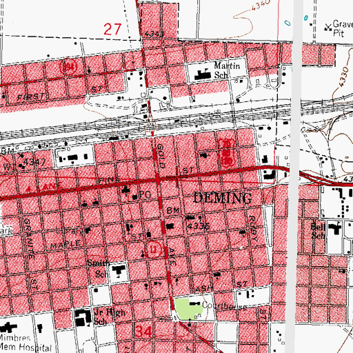 Topographic Map of Salvation Army Hall, NM