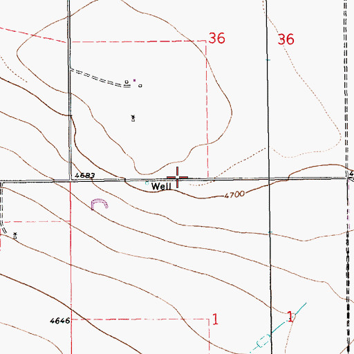 Topographic Map of 10646 Water Well, NM
