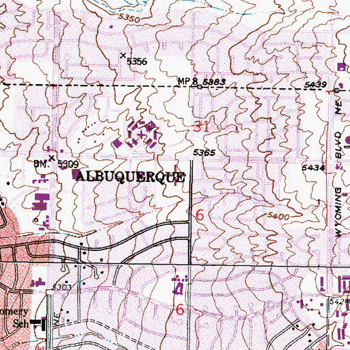 Topographic Map of Piedmont Plaza, NM