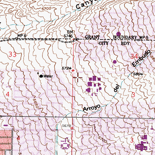 Topographic Map of El Dorado Square Shopping Center, NM