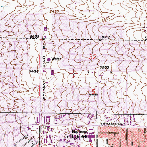 Topographic Map of Montgomery Crossing Shopping Center, NM
