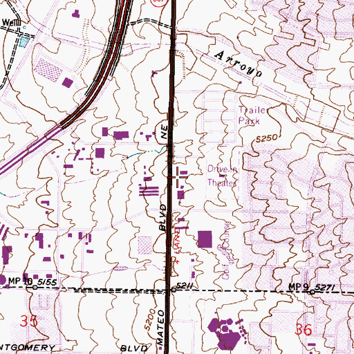 Topographic Map of Mountain Shadows Retail Center, NM