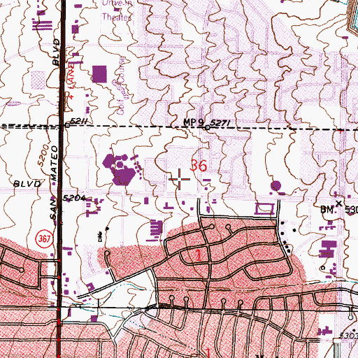 Topographic Map of Republic Square Shopping Center, NM