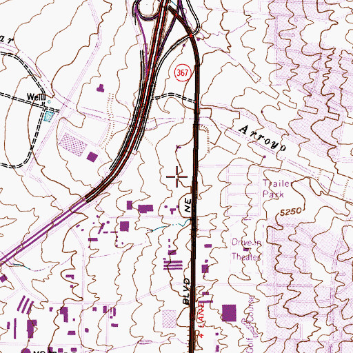 Topographic Map of Fiesta Del Norte Shopping Center, NM