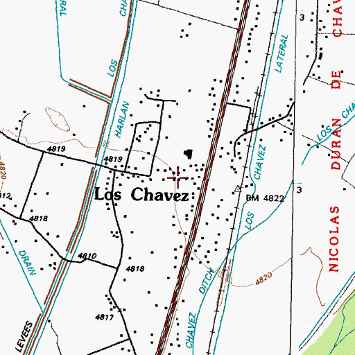 Topographic Map of Los Chavez, NM
