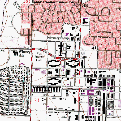 Topographic Map of Kirtland Air Force Base Library, NM