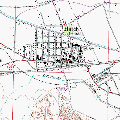 Topographic Map of Hatch Public Library, NM