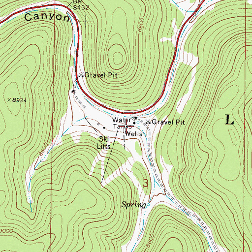 Topographic Map of The Couplings Ski Trail, NM