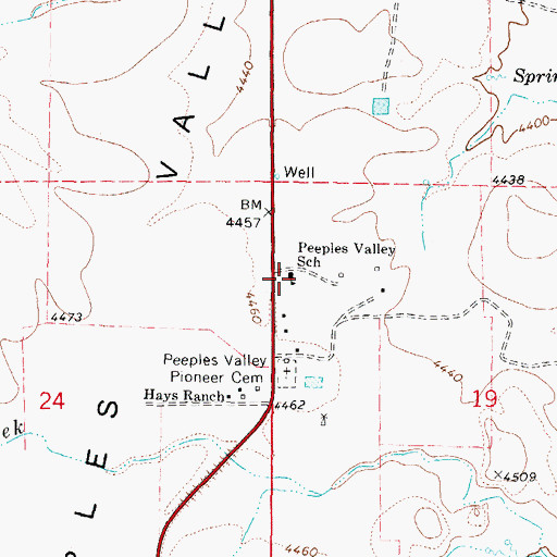 Topographic Map of Peeples Valley School, AZ