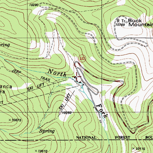 Topographic Map of Triple Chair Number Five Ski Trail, NM