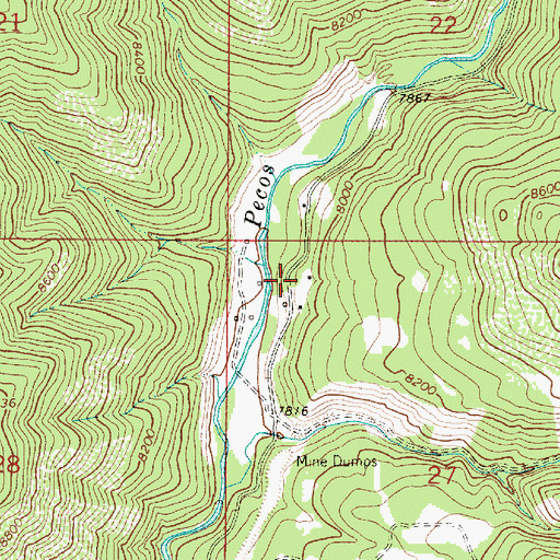 Topographic Map of Pecos Mine Cemetery, NM