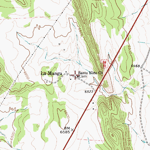 Topographic Map of La Manga Cemetery, NM