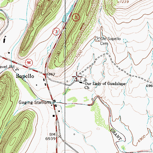 Topographic Map of Sapello Cemetery, NM