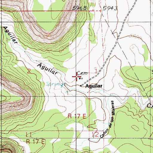 Topographic Map of Aguilar Cemetery, NM