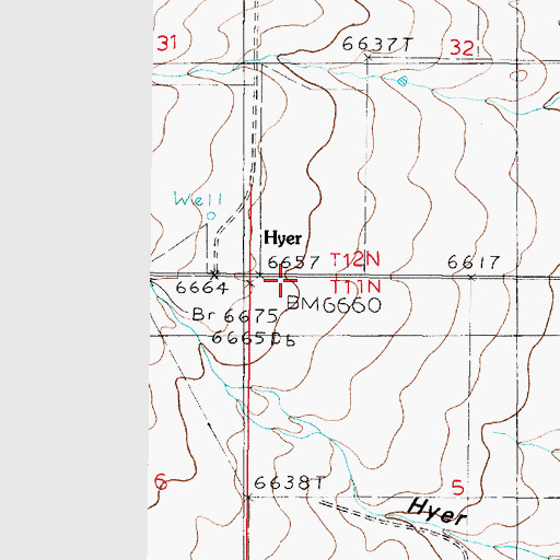Topographic Map of Hyer Cemetery, NM