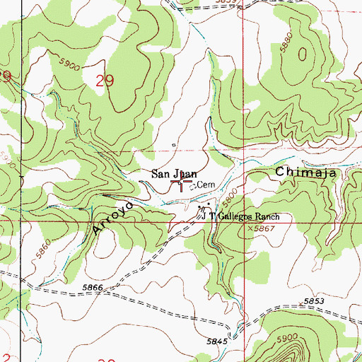 Topographic Map of San Juan Cemetery, NM