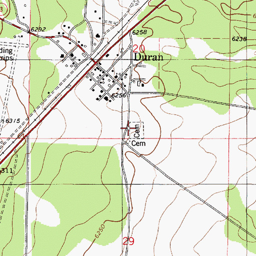 Topographic Map of Duran Cemetery, NM