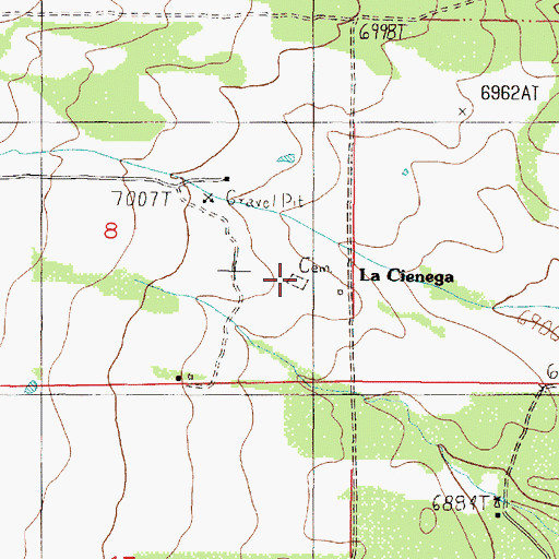 Topographic Map of La Cienega Mission Cemetery, NM