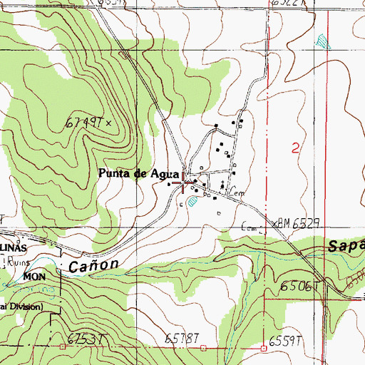 Topographic Map of Punta de Agua Cemetery, NM