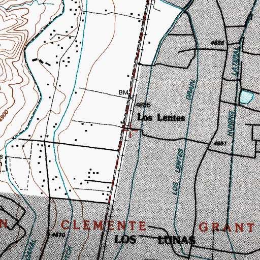 Topographic Map of San Antonio de los Lentes Cemetery, NM